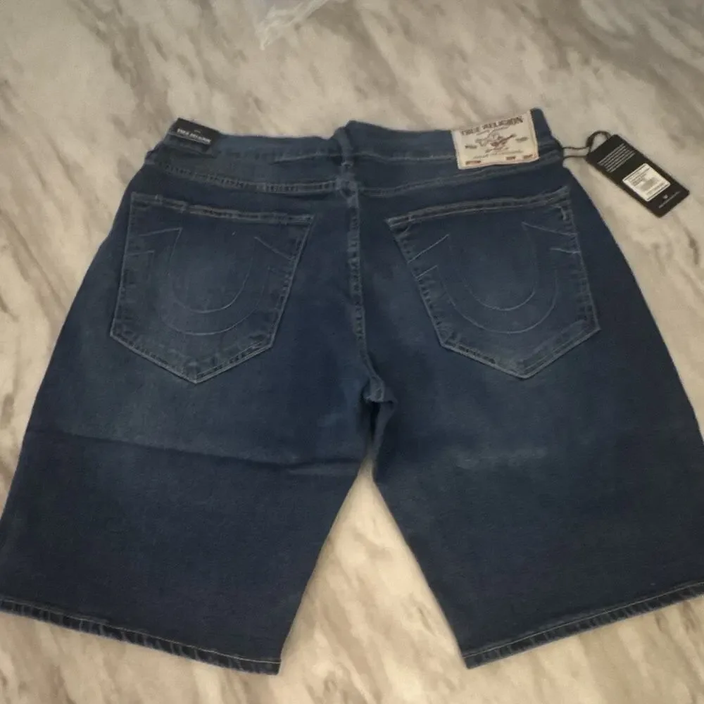 True Religion Men's Baggy Blue Denim Shorts 5-Pocket 11